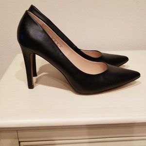 Black leather heels